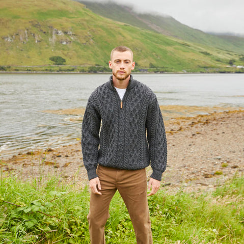 Men's Signature Half Zip Irish Wool Sweater