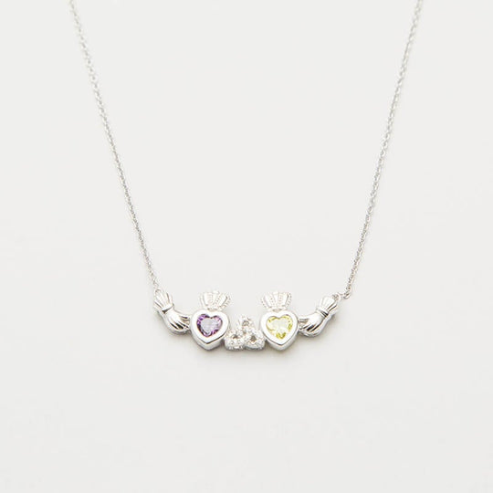 Personalized Mothers Trinity Pendant Two Birthstones