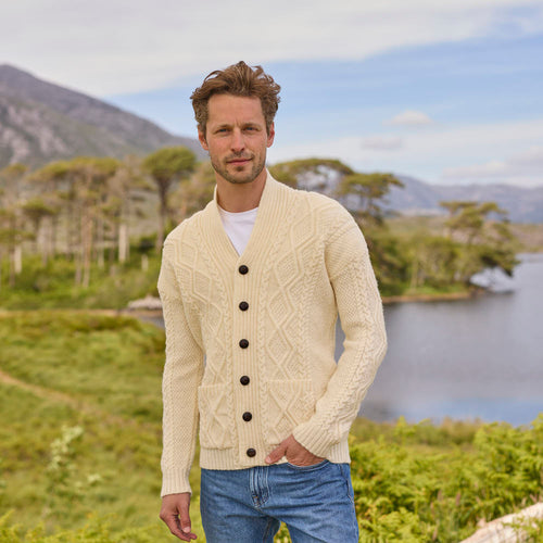 The Irish Store Men's Classic Aran Cardigan at The Irish Store