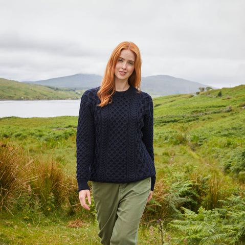 Women's Crew Neck Irish Wool Classic Sweater