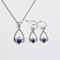 Claddagh Birthstone Pendant & Earrings Set