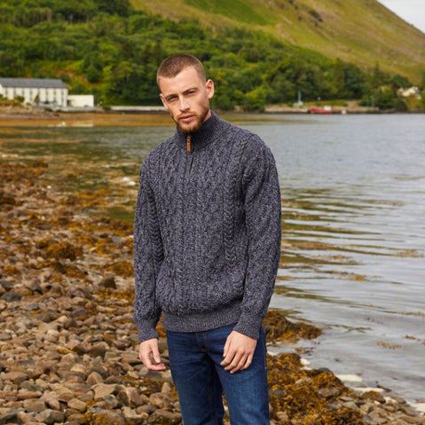 Men's Signature Half Zip Irish Wool Sweater
