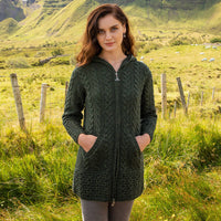 Women's Hooded Aran Zipper Classic Coat