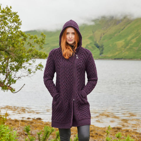 Women's Heritage Aran Hooded Zipper Coat