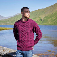 Men's Traditional Crew Neck Aran Sweater