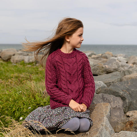 Girls A-Line Aran Sweater