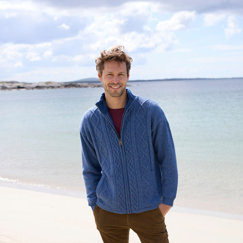 Men's Signature Lined Fisherman Zipper Cardigan The Irish Store