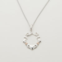 Silver Heart Shamrock & Claddagh Pendant