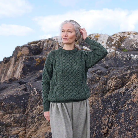 Women's Heritage Crew Neck Aran Sweater