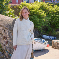 Women's Signature Aran Wool Zipper Cardigan