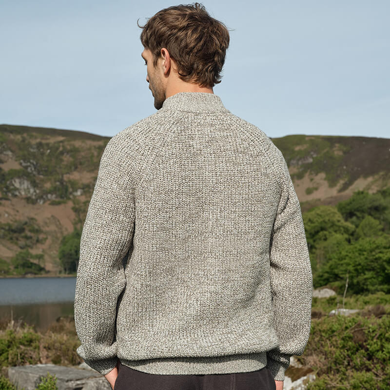 Men's Classic Fisherman Zipfront Wool Cardigan Sweater | The Irish