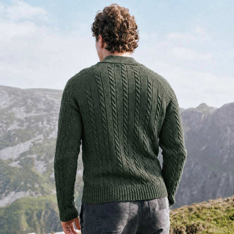 Men's Traditional Half-Zip Cable Knit Sweater