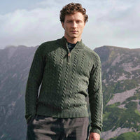Men's Traditional Half-Zip Cable Knit Sweater
