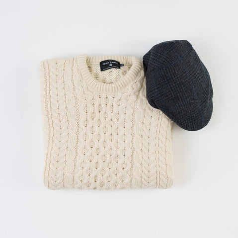 Men's Traditional Crew Neck Aran Sweater