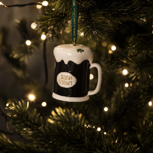 Belleek Irish Stout Tankard Ornament