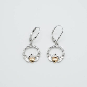 10k Gold & Silver Claddagh Jewelry Earrings