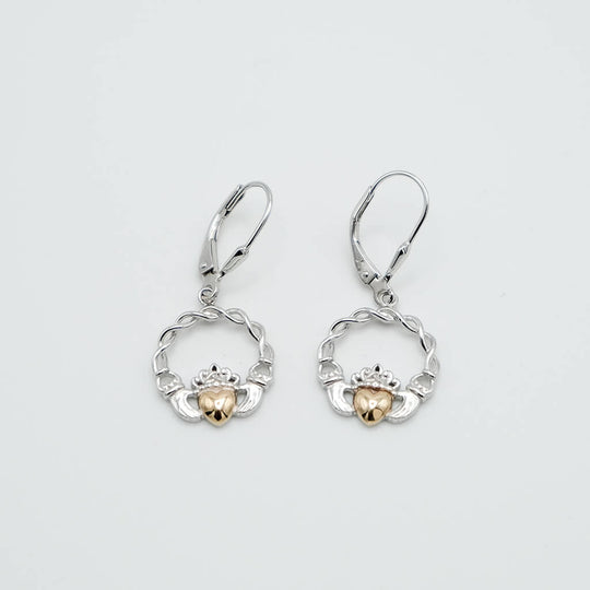 10k Gold & Silver Claddagh Jewelry Earrings