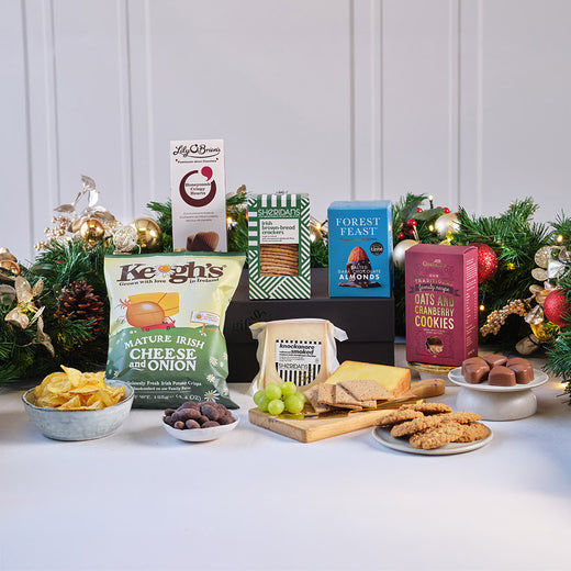 Gourmet Delights Hamper with Keogh's crisps, Irish farmhouse cheese, Sheridan's crackers and gourmet Irish treats