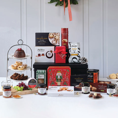 Season Selection Irish Hamper with Carrigaline cheese, Sheridan's crackers, Butlers chocolates and traditional Irish gourmet treats