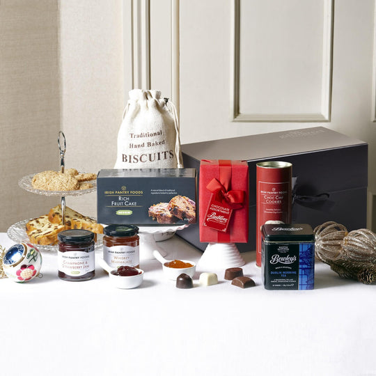 Well Wishes Hamper with Butlers chocolates, Bewley's tea, Irish fruit cake and traditional Irish gourmet treats
