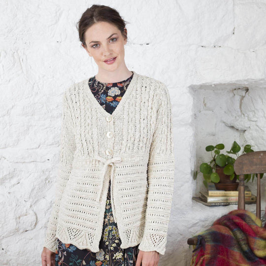 Irish Aran Cardigan with Tie String
