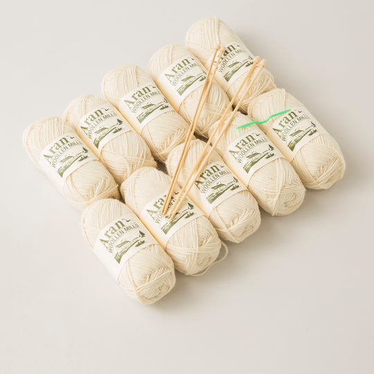 Knit your own Celtic Merino Wool Aran Sweater or Cardigan Natural