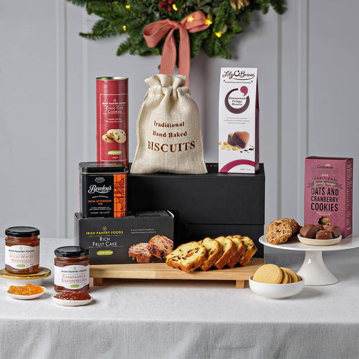 Ultimate Irish Afternoon Tea Hamper with Bewley's Irish tea, fruit cake, handmade biscuits, Irish preserves and sweet treats