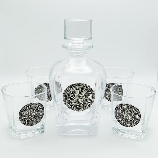Mullingar Pewter Celtic Crystal Decanter & Glasses Gift Set