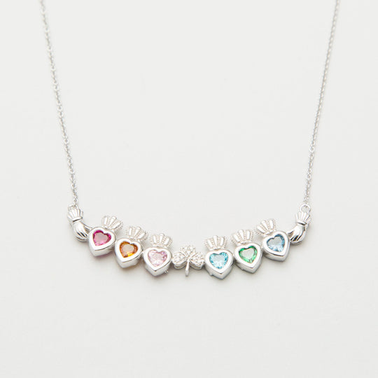 Personalized Mothers Shamrock Pendant Six Birthstones 