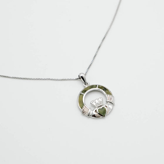 Connemara Marble Claddagh Drop Pendant