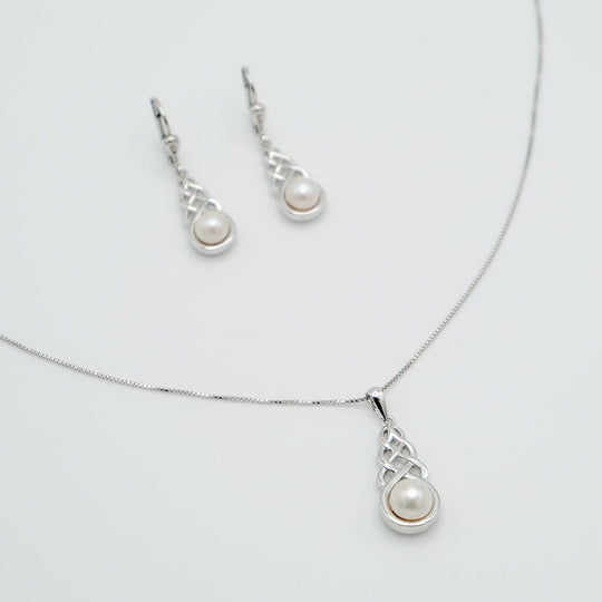 Celtic Knot Drop Pearl Jewelry Set