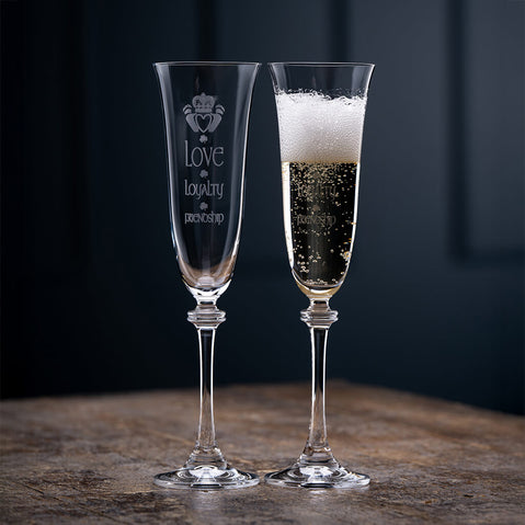 Galway Crystal Claddagh Liberty Flute Pair