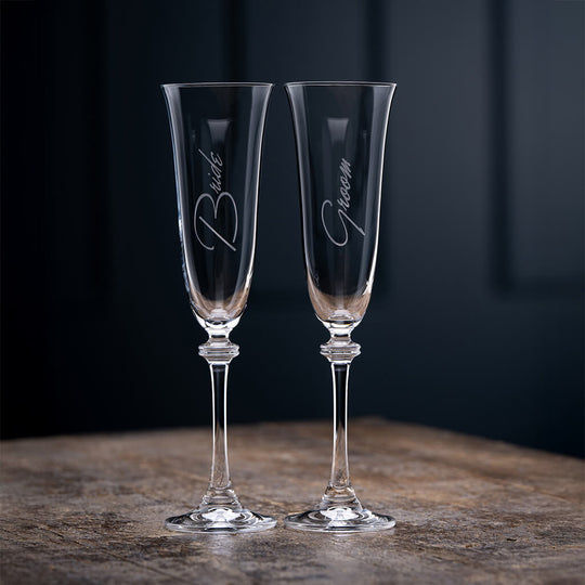 Personalized Bride and Groom Liberty Flute Pair