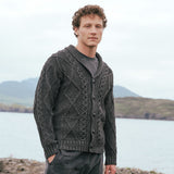 Herren Aran Strickjacke mit Schalkragen und Knöpfen