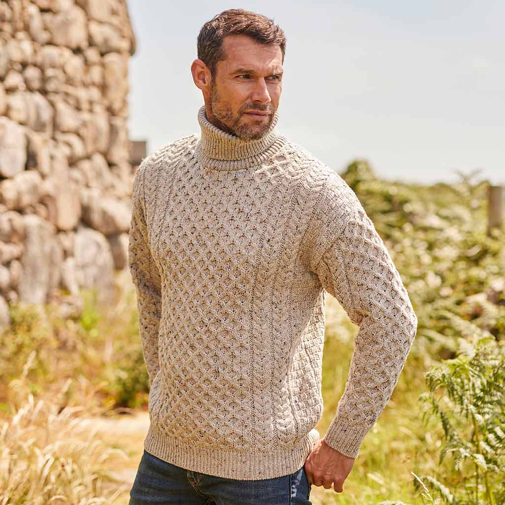 Men's Signature Fisherman Turtleneck Wool Sweater | The Irish Store