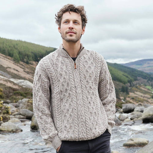 white christmas dresses Beige Crewneck Sweater for Men | Classic Fall Comfort