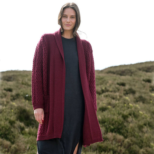 Women's Heritage Aran Cable-Knit Waterfall Cardigan The Irish Store