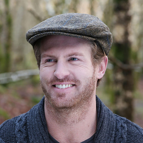 Brown/Blue Herringbone Irish Flat Cap