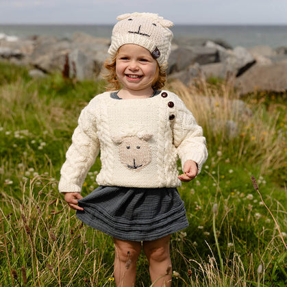 Handknitted Merino Wool Baby Button Crew Neck Sweater