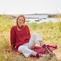 Women's Traditional Crew Neck Aran Sweater