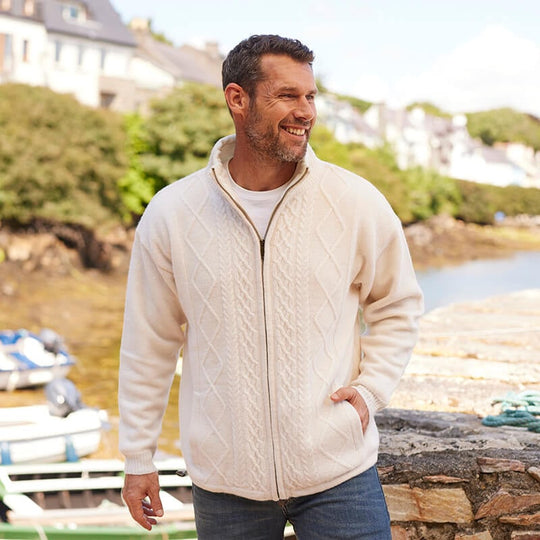 Men's Signature Lined Fisherman Zipper Cardigan