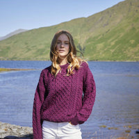 Women's Traditional Crew Neck Aran Sweater