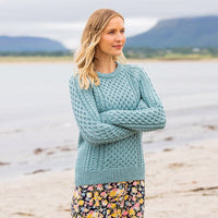 Women's Traditional Crew Neck Aran Sweater