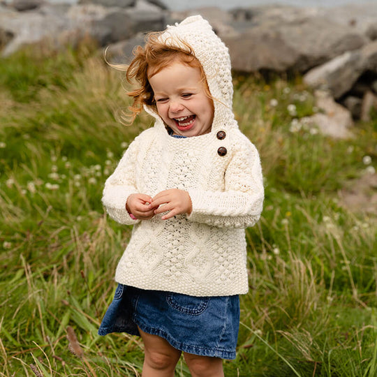 Hand Knit Baby Aran Hoodie