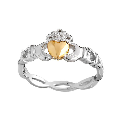 10-karätiger Gold- & Silber-Claddagh-Ring