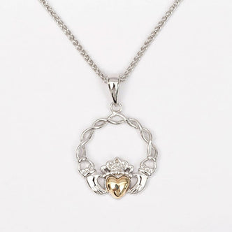 10k Gold & Silver Claddagh Pendant