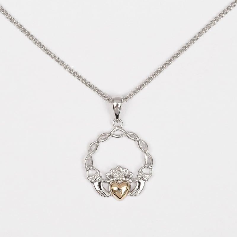 10k Gold & Silver Claddagh Pendant