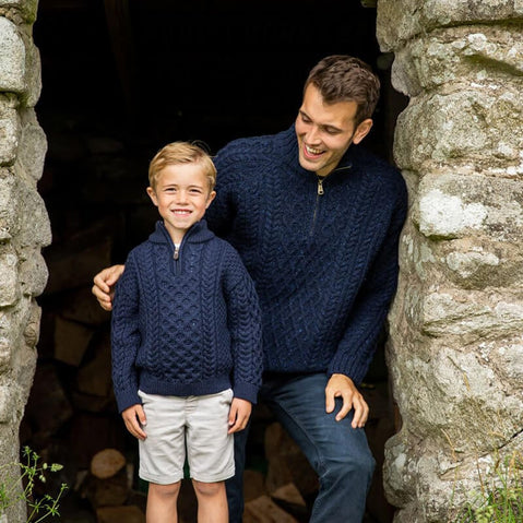 Boys Half-Zip Aran Sweater