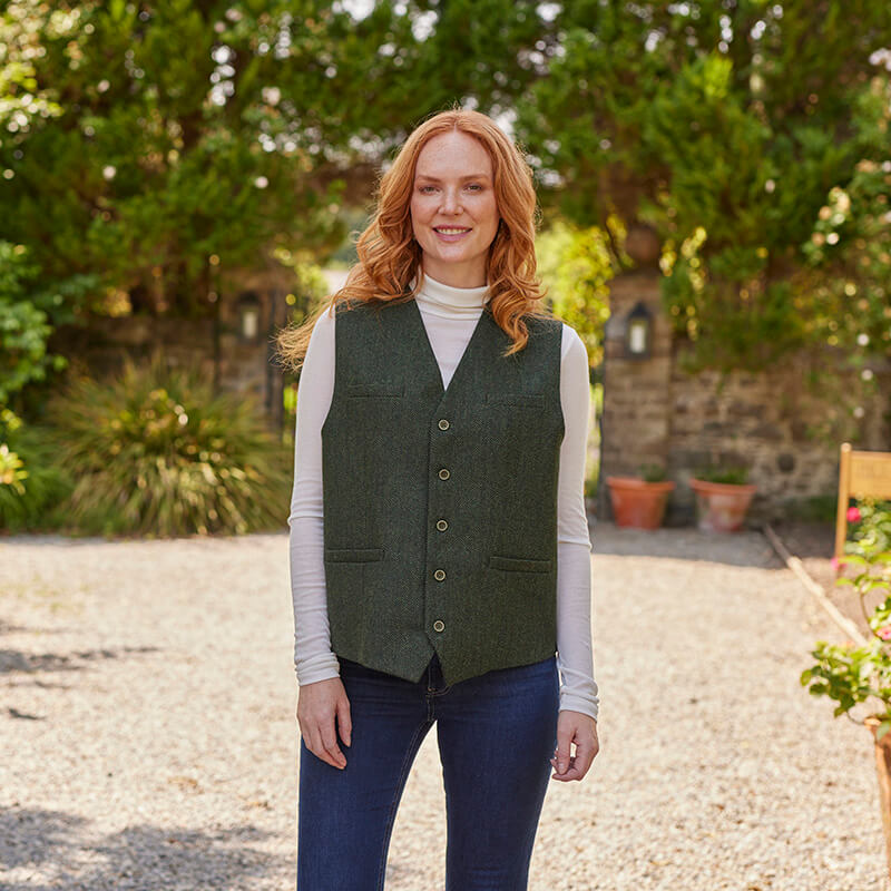 Women's Herringbone Irish Tweed Vest at The Irish Store