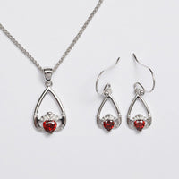 Claddagh Birthstone Pendant & Earrings Set